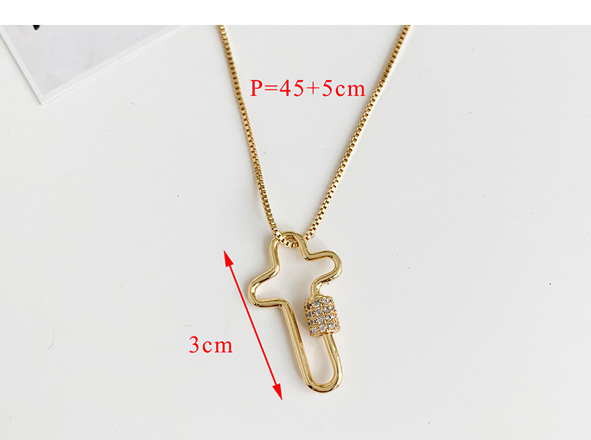 Fashion Golden Cubic Zirconia Cross Necklace,Necklaces