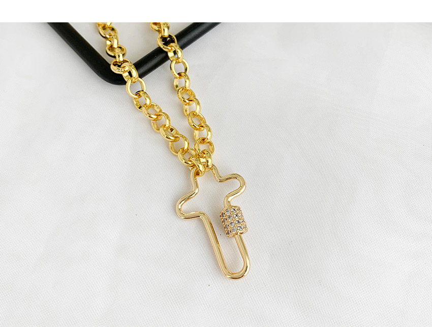 Fashion Golden Cubic Zirconia Chain Cross Necklace,Necklaces