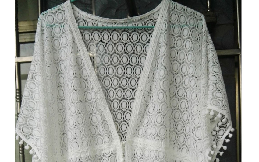 Fashion White Lace Ball Loose Loose Plus Size Cardigan Sun Protection Clothing,Sunscreen Shirts