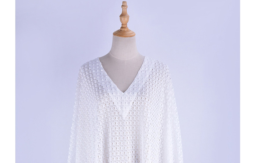 Fashion White Loose Plus Size Lace V-neck Sun Coat,Sunscreen Shirts