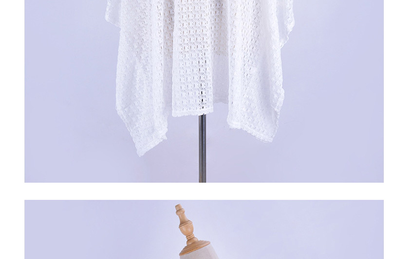 Fashion White Loose Plus Size Lace V-neck Sun Coat,Sunscreen Shirts