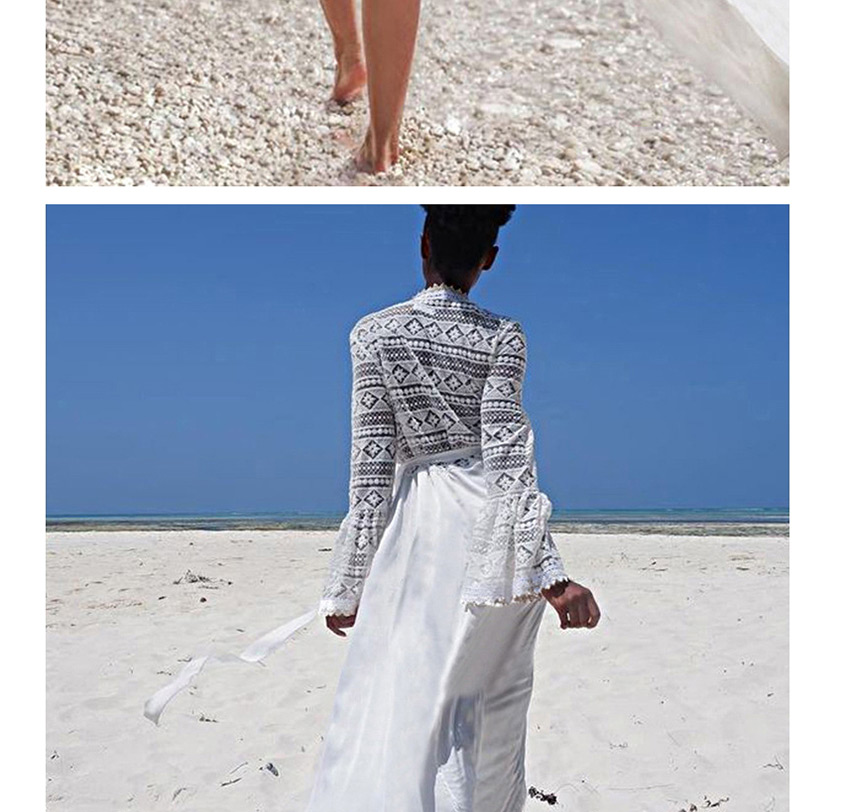 Fashion White Long Cotton Cardigan With Lace Cardigan,Sunscreen Shirts