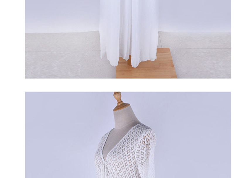 Fashion White Lace Cutout Flare Sleeve Sun Dress,Sunscreen Shirts