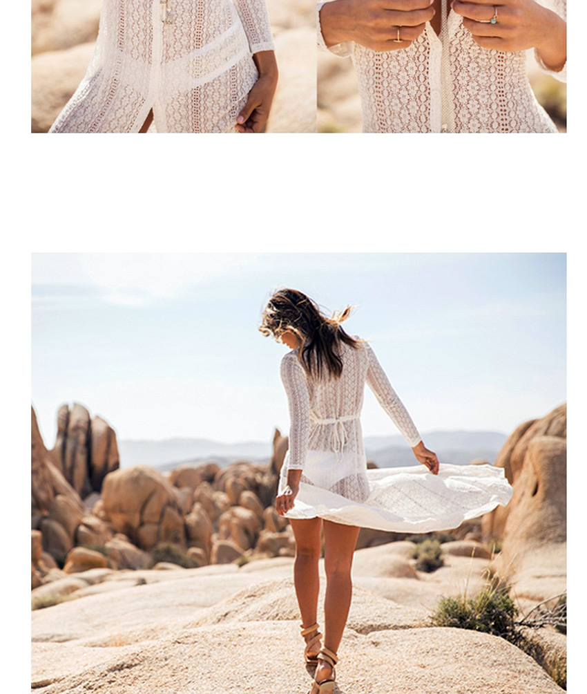 Fashion White Lace Long Cardigan Sun Protection Clothing,Sunscreen Shirts