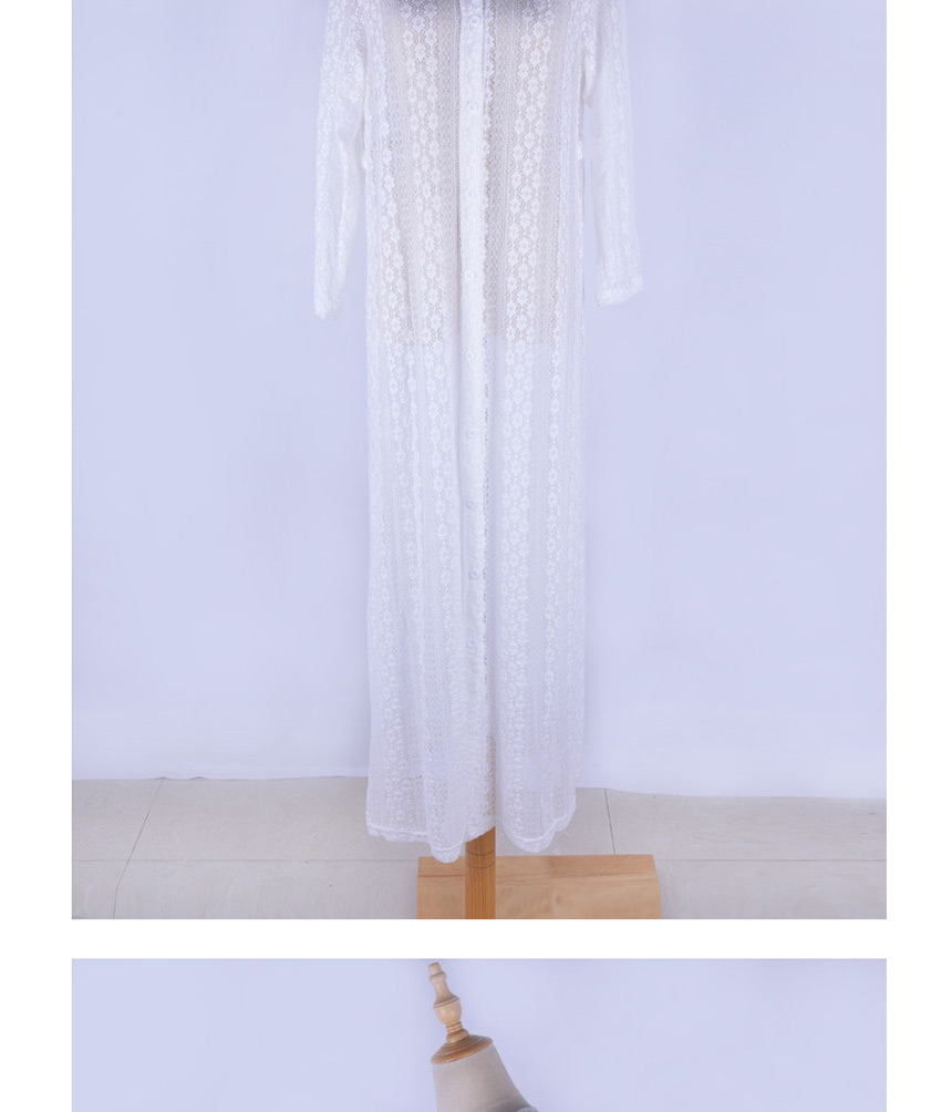 Fashion White Lace Long Cardigan Sun Protection Clothing,Sunscreen Shirts