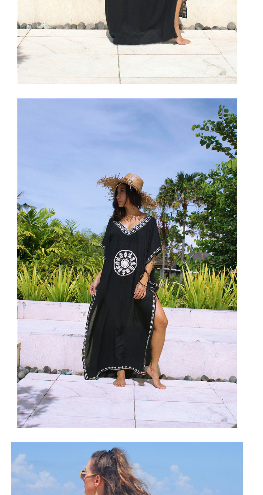 Fashion Black Embroidery Nylon Embroidered Loose Large Plus Size Sunscreen Clothing,Sunscreen Shirts