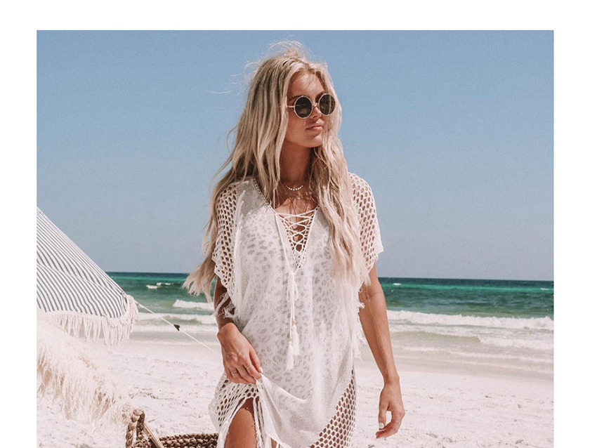Fashion White Knitted Fringed Sunblock Clothing,Sunscreen Shirts