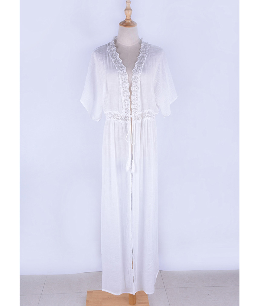 Fashion White Bamboo Cloth Lace Mid-length Sun Protection Clothing,Sunscreen Shirts