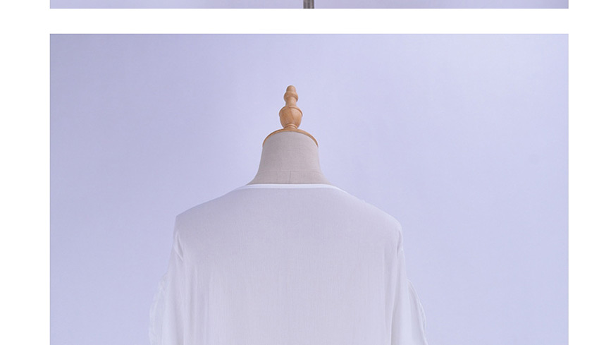 Fashion White V-neck Chiffon Sun Dress,Sunscreen Shirts