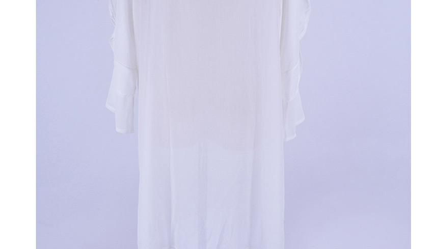 Fashion White V-neck Chiffon Sun Dress,Sunscreen Shirts