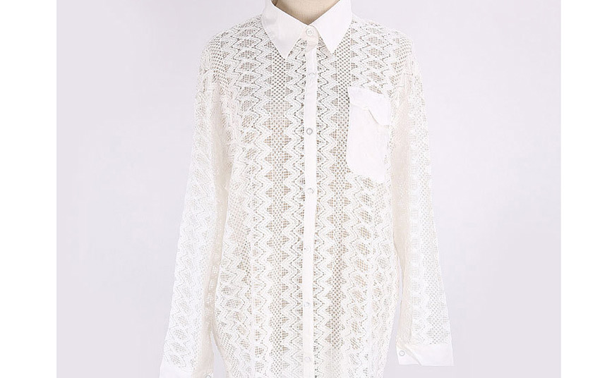 Fashion White Cotton Silk Button Sunscreen Blouse,Sunscreen Shirts