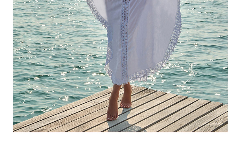 Fashion White Cotton Tassels Loose Cutout Cardigan Sun Dress,Sunscreen Shirts