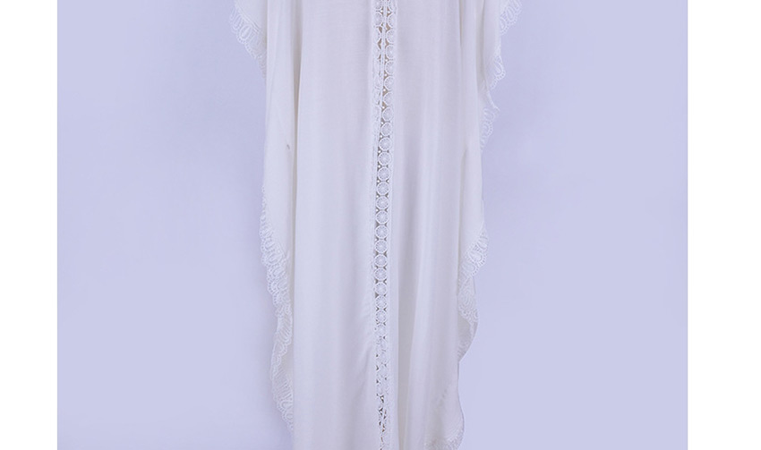 Fashion White Cotton Tassels Loose Cutout Cardigan Sun Dress,Sunscreen Shirts