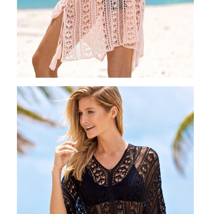Fashion Black Cutout Knitted Loose Plus Size Sun Blouse,Sunscreen Shirts