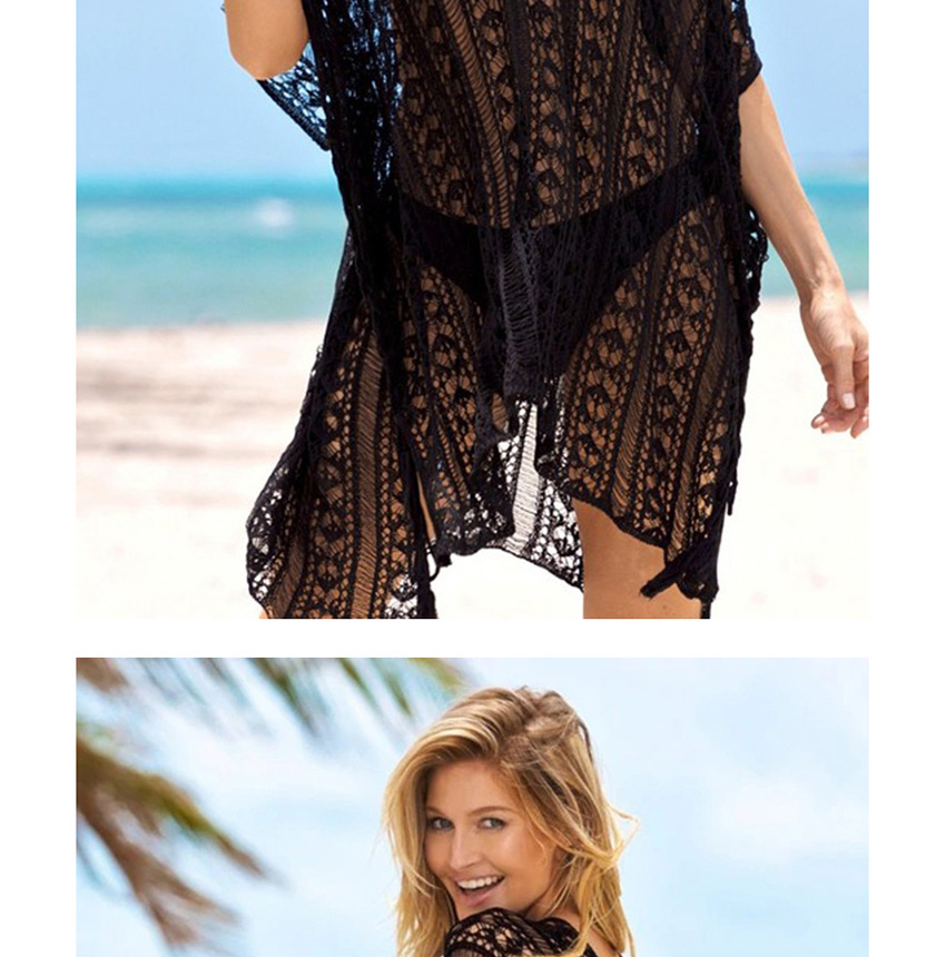 Fashion Black Cutout Knitted Loose Plus Size Sun Blouse,Sunscreen Shirts