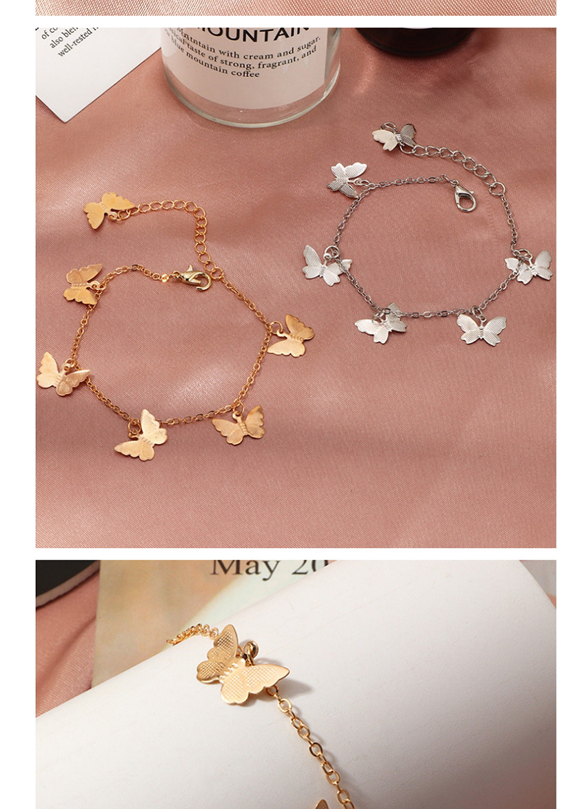 Fashion Silver Single Layer Double Butterfly Pendant Alloy Bracelet,Fashion Bracelets