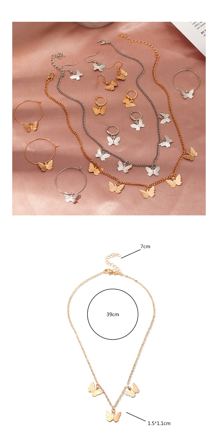 Fashion Golden Alloy Butterfly Pendant Geometric Round Earrings,Drop Earrings