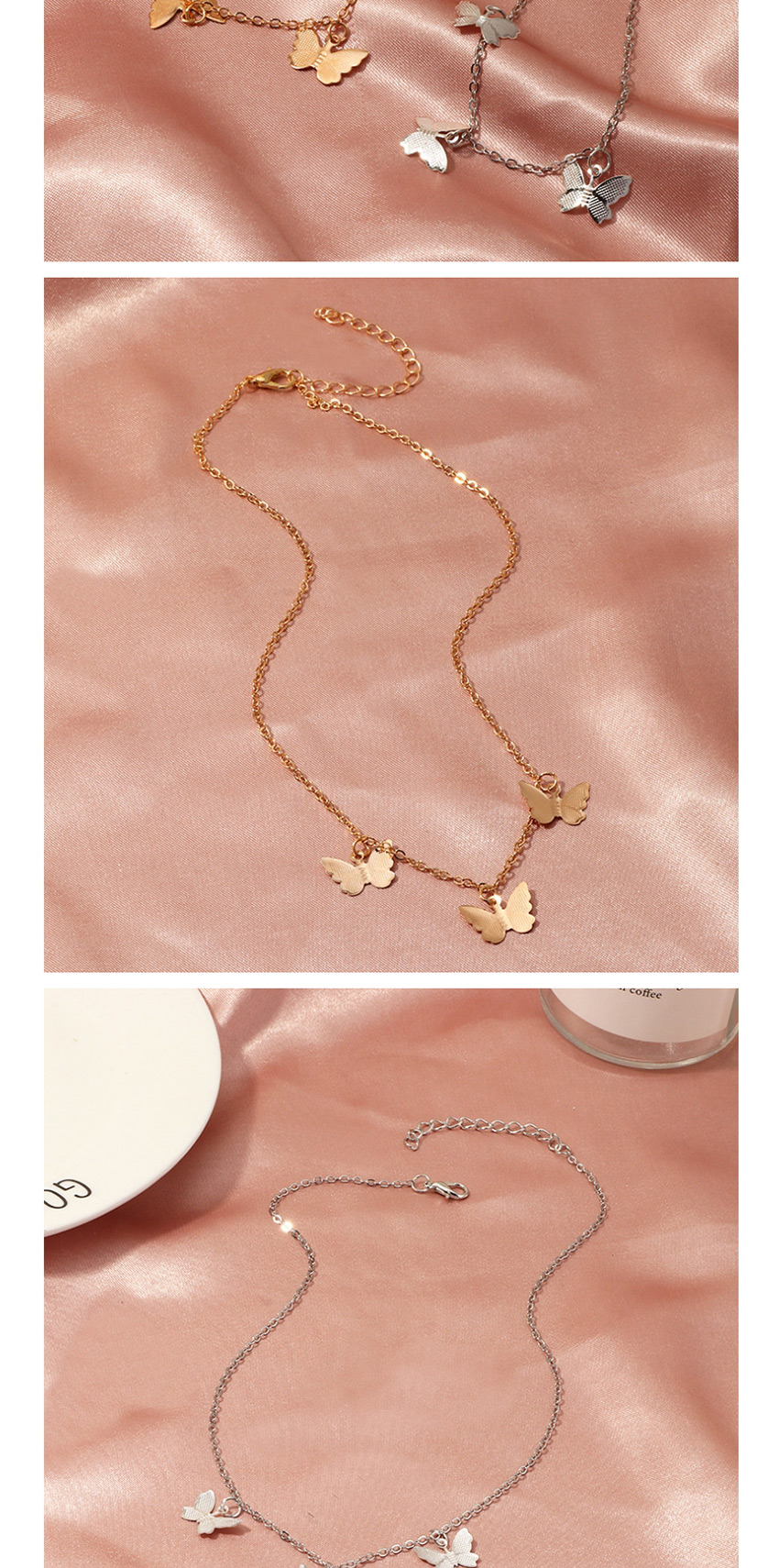 Fashion Golden Alloy Single Butterfly Pendant Necklace,Pendants