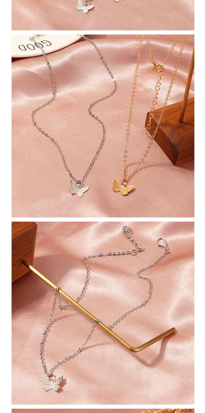 Fashion Silver Alloy Multiple Butterfly Pendant Necklace,Pendants