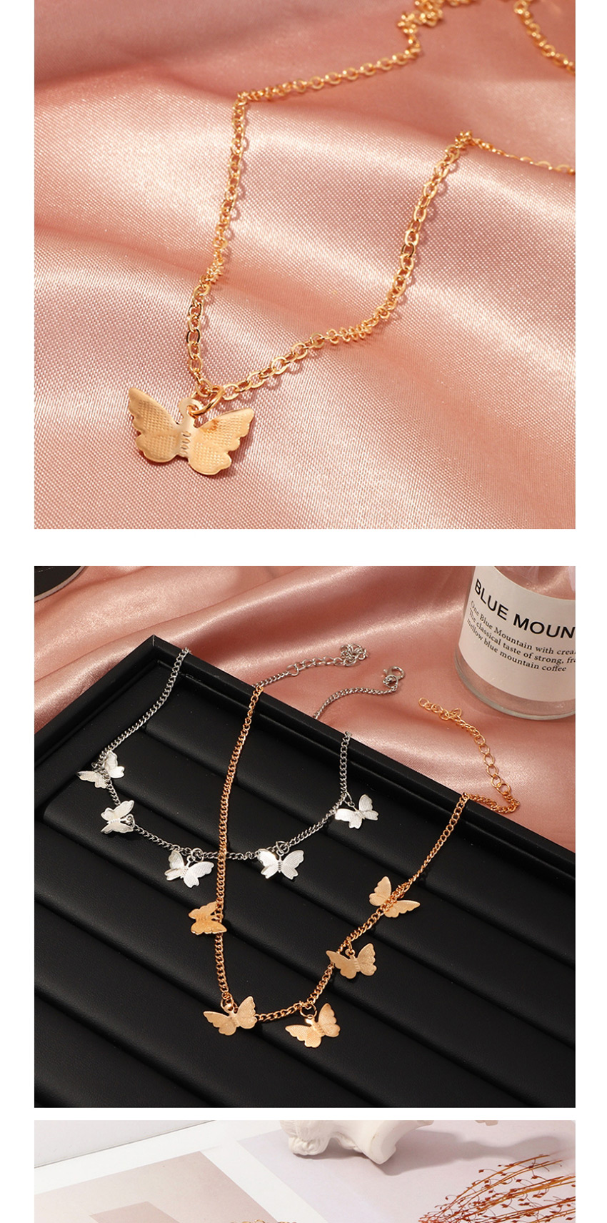 Fashion Silver Alloy Multiple Butterfly Pendant Necklace,Pendants