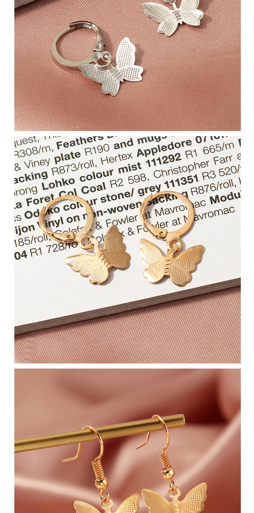 Fashion Golden Alloy Butterfly Drop Earrings,Drop Earrings