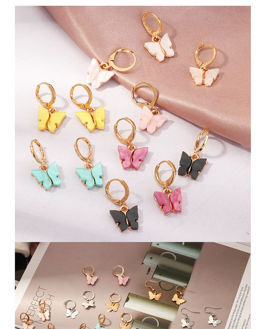 Fashion Pink Acrylic Butterfly Alloy Earrings,Drop Earrings