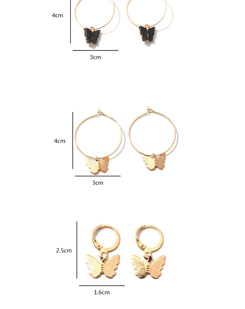 Fashion Black Acrylic Butterfly Alloy Earrings,Drop Earrings