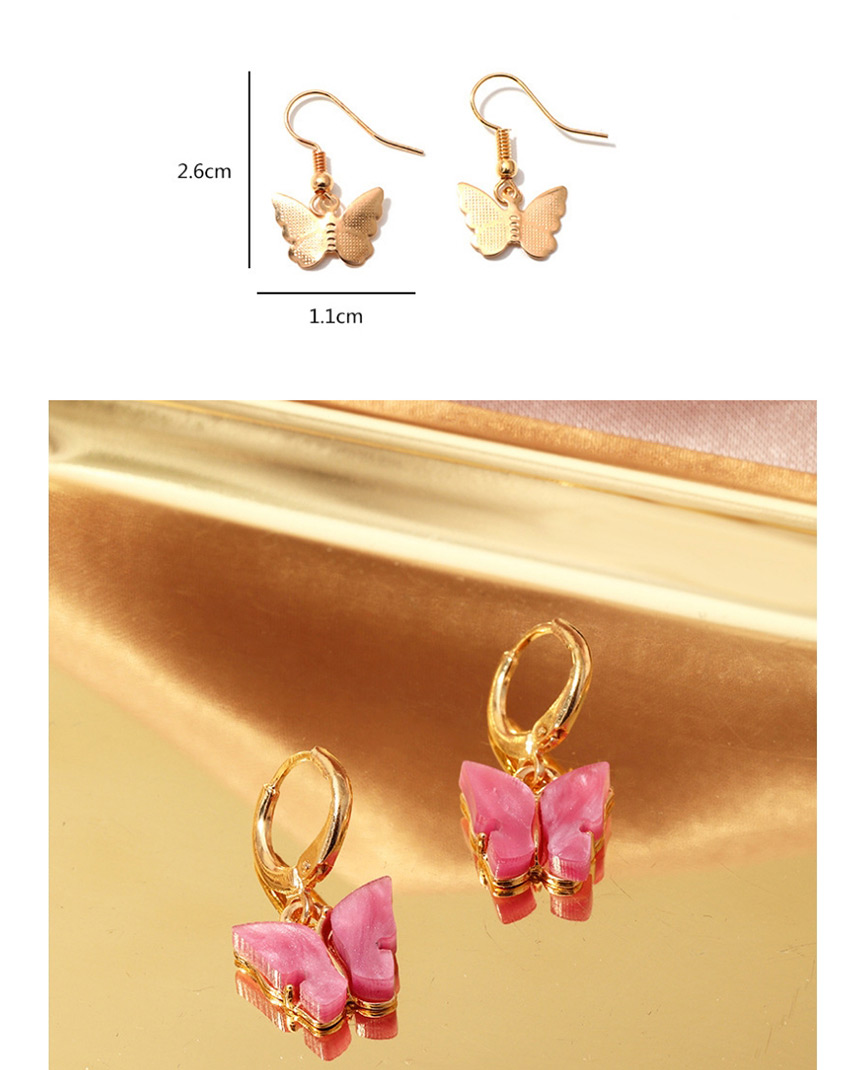 Fashion Pink Acrylic Butterfly Alloy Earrings,Drop Earrings