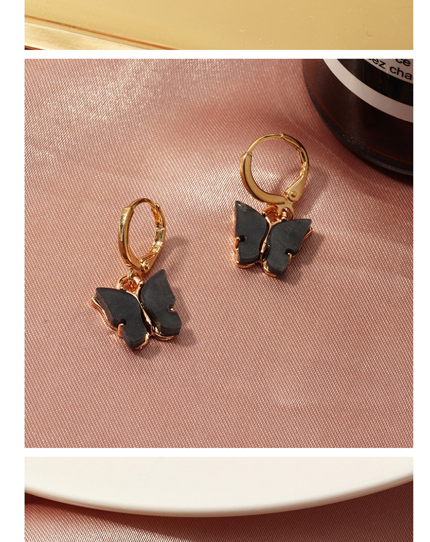 Fashion Black Acrylic Butterfly Alloy Circle Earrings,Drop Earrings