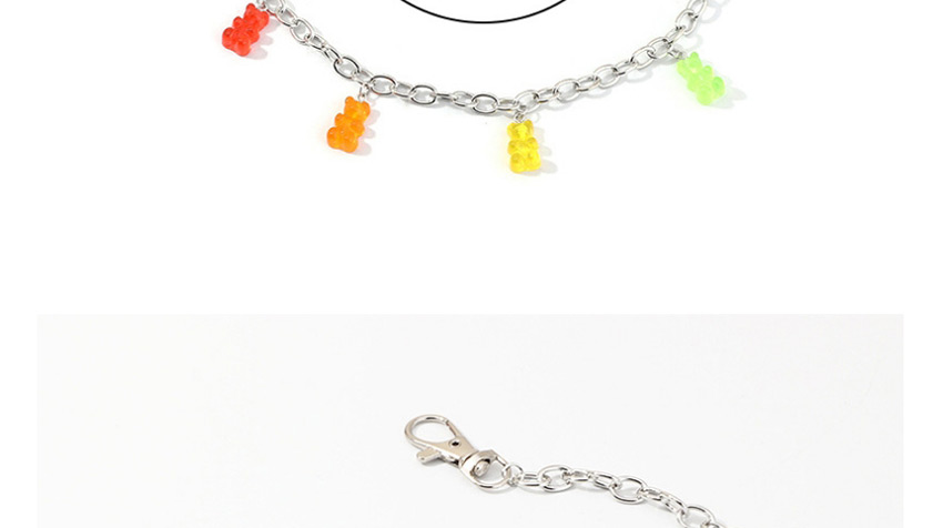 Fashion Color Single Layer Alloy Contrast Resin Bear Belt,Waist Chain
