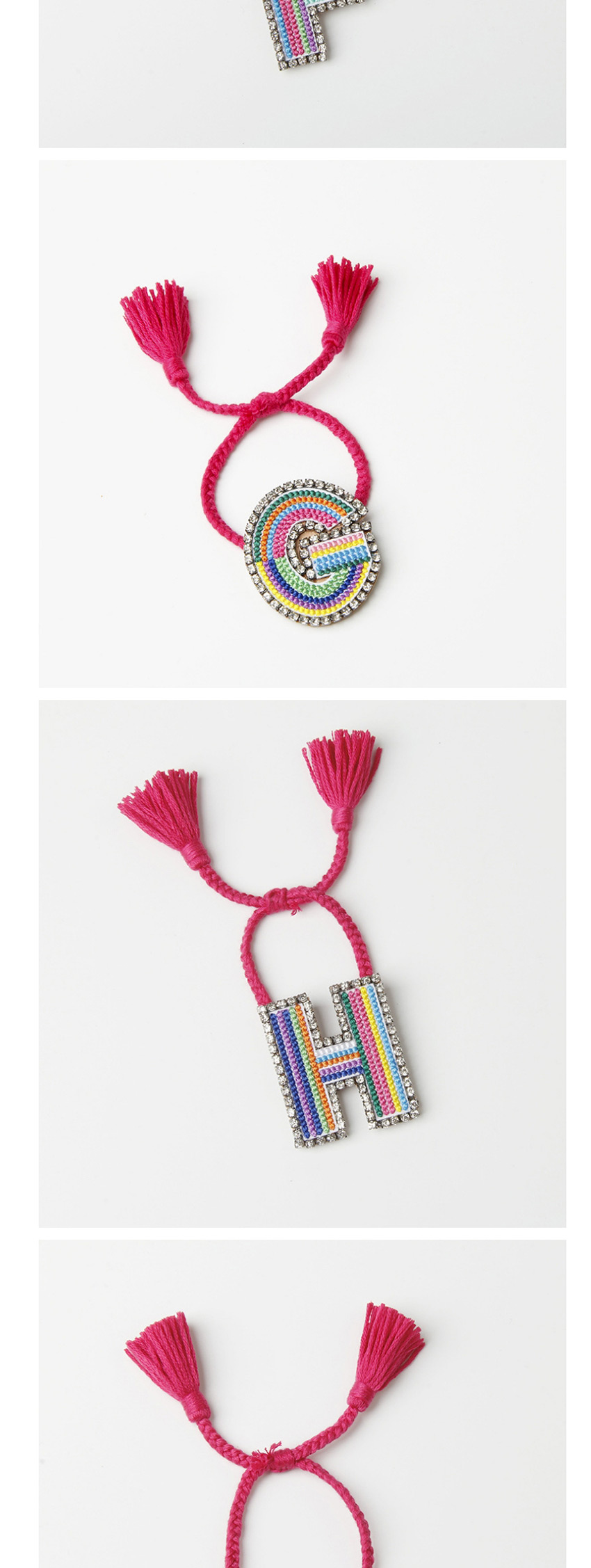 Fashion F Color Embroidered Woven Adjustable Crystal Alphabet Bracelet,Fashion Bracelets