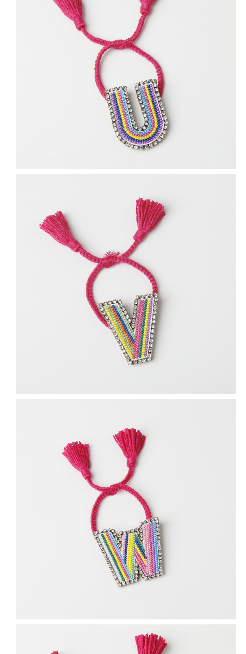 Fashion G Color Embroidered Woven Adjustable Crystal Alphabet Bracelet,Fashion Bracelets