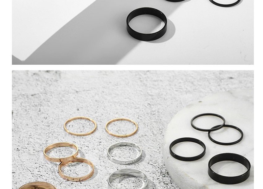 Fashion Color Mixing Alloy Contrast Thickness Ring Set,Rings Set