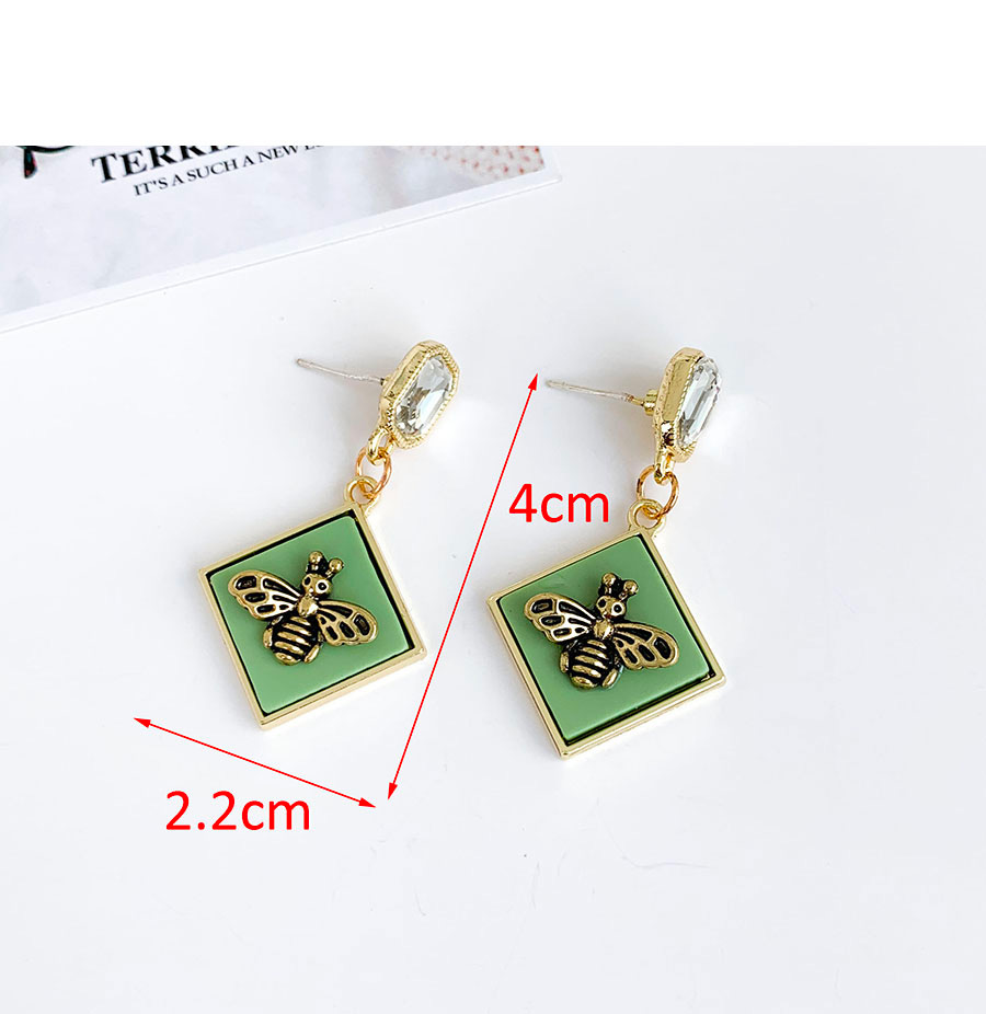 Fashion Pink Alloy Resin Square Bee Studs,Drop Earrings