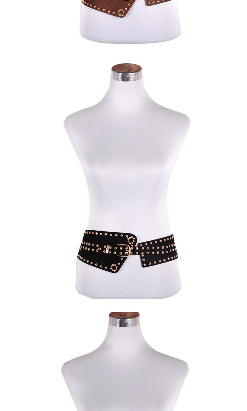 Fashion Creamy-white Wide Belt With Studded Elastic Buckle,Wide belts