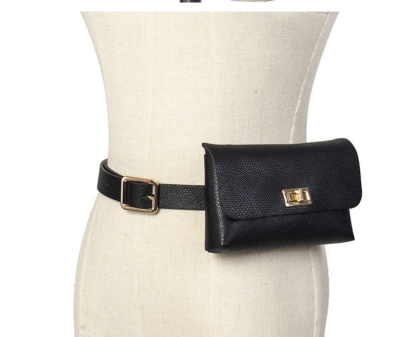 Fashion Snake Pattern Black Snakeskin Belt Buckle Flap Belt Belt Bag,Thin belts
