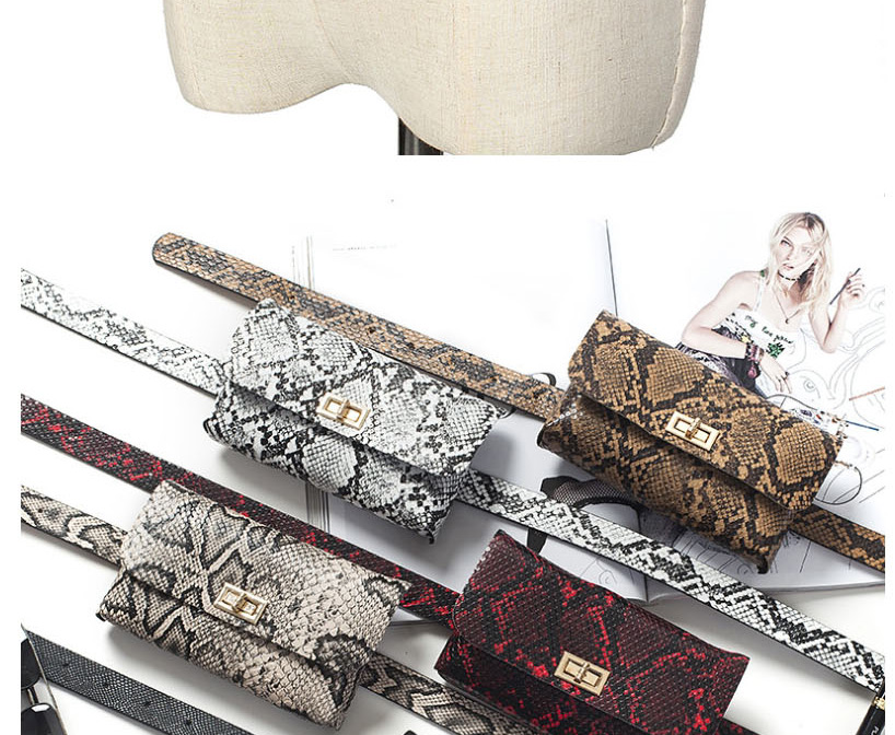 Fashion Serpentine Camel Snakeskin Belt Buckle Flap Belt Belt Bag,Thin belts