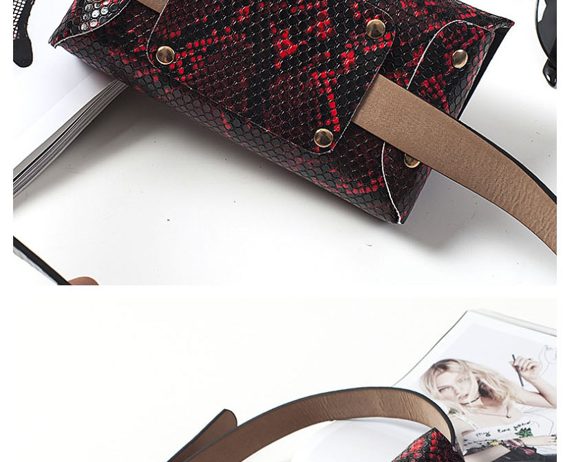 Fashion Serpentine Red Snakeskin Belt Buckle Flap Belt Belt Bag,Thin belts