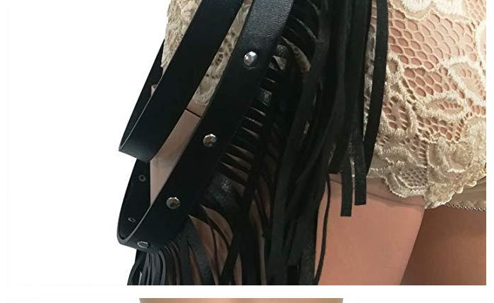 Fashion Black Belt Buckle Tassel Studded Belt Belt,Thin belts