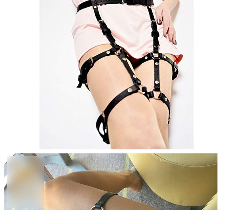 Fashion Black Metal Ring Pu Leather Leg Ring Belt,Thin belts