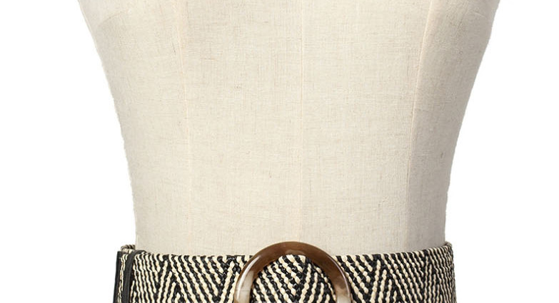 Fashion Khaki Woven Carved Leopard Stretch Dress Shirt Waist Seal,Wide belts