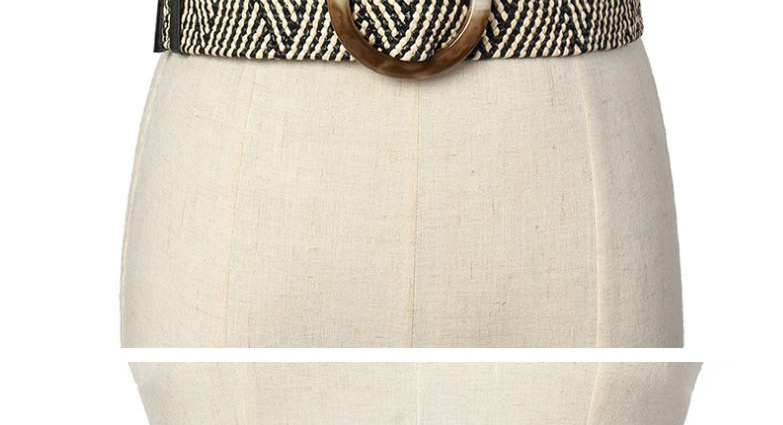 Fashion Black And White Stripes Woven Carved Leopard Stretch Dress Shirt Waist Seal,Wide belts