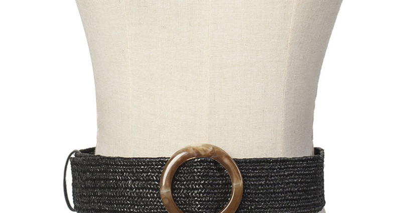 Fashion Beige Woven Carved Leopard Stretch Dress Shirt Waist Seal,Wide belts
