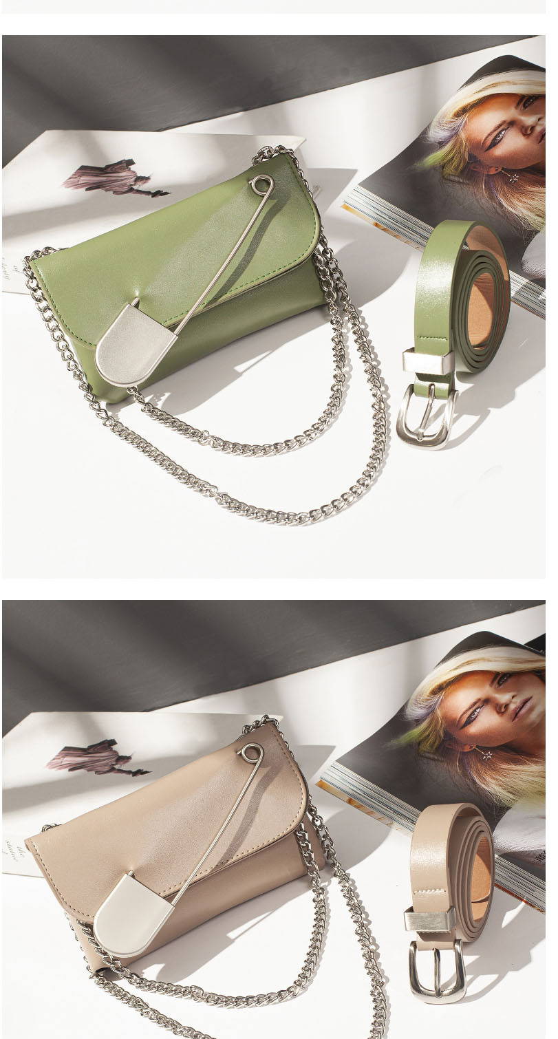 Fashion Green Broadband Big Pin Chain Cross Body Belt Waist Bag,Wide belts
