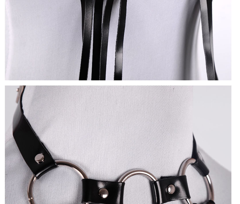 Fashion Black Pu Leather Body Bondage Rivet Strap Single Loop Belt,Waist Chain