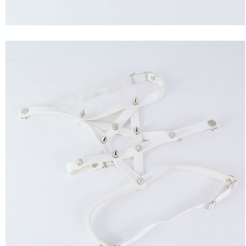 Fashion White Pentagram Studs Cutout Leg Ring,Thin belts