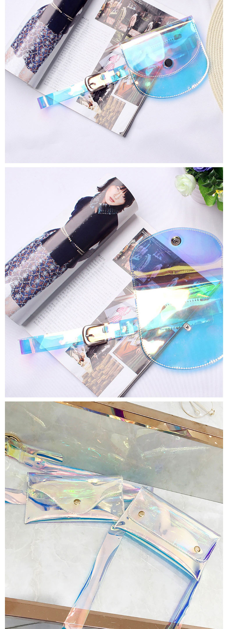 Fashion Transparent Pu Pin Buckle Magic Color Flip Belt Belt Bag,Thin belts