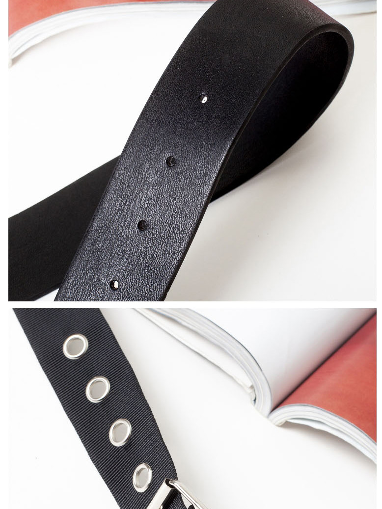 Fashion Black Belt Buckle Chain Pin Metal Ring Single Shoulder Strap,Wide belts
