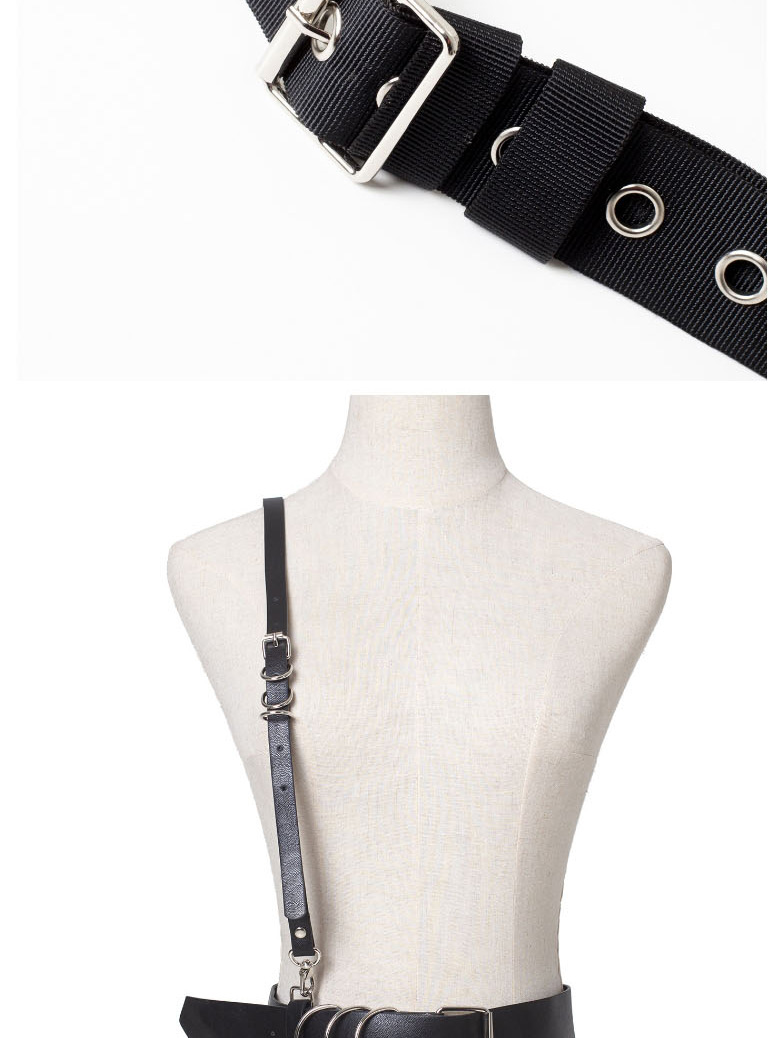 Fashion Black Belt Buckle Chain Pin Metal Ring Belt,Wide belts