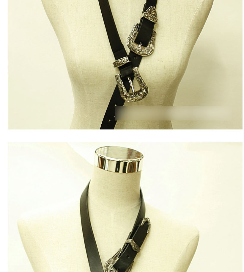Fashion Silver Double Buckle Adjustable Metal Carved Belt,Thin belts